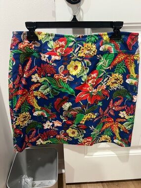 Talbots Floral Tropical Print Blue Mini Skirt size 8